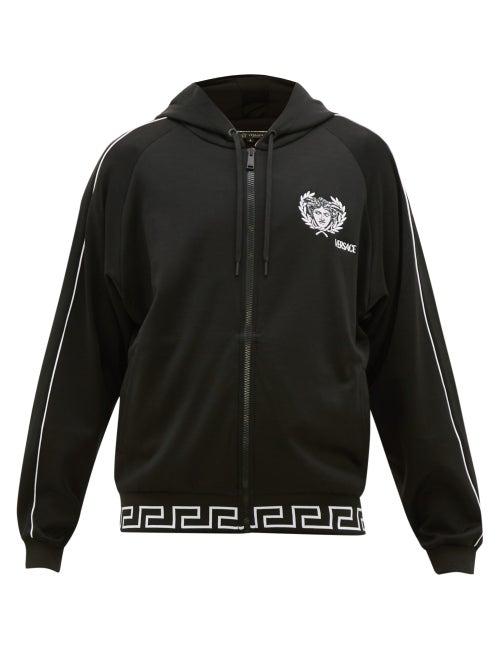 Matchesfashion.com Versace - Logo-embroidered Fleeceback Track Jacket - Mens - Black