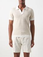 Thom Sweeney - Open-collar Cotton-blend Polo Shirt - Mens - Dark Beige