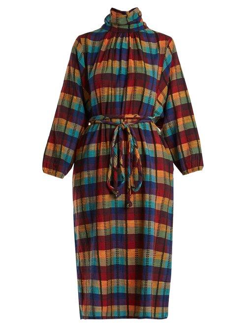 Matchesfashion.com Ace & Jig - Stevie Check Print High Neck Cotton Dress - Womens - Multi
