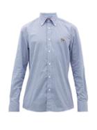 Matchesfashion.com Ralph Lauren Purple Label - Logo Embroidered Gingham Cotton Shirt - Mens - Blue White