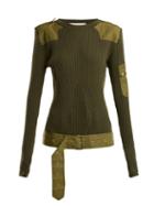 Matchesfashion.com Marques'almeida - Belted Ribbed Knit Wool Top - Womens - Khaki