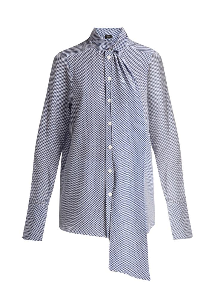 Joseph Linc Checker-print Silk Blouse
