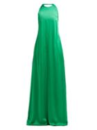 Matchesfashion.com Rochas - Enver Bow Embellished Satin Gown - Womens - Green