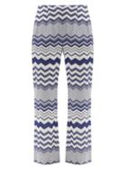Matchesfashion.com Missoni - Zigzag-jacquard Straight-leg Trousers - Womens - Blue White