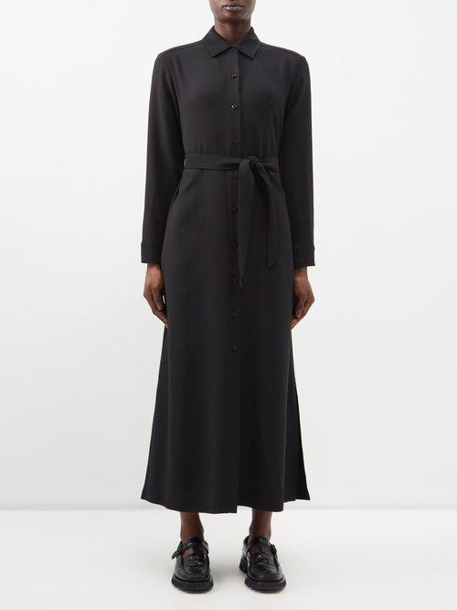 A.p.c. - Gwyneth Belted Shirt Dress - Womens - Black