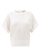 Matchesfashion.com Brunello Cucinelli - Monili Trim Wool-blend Short-sleeved Sweater - Womens - Ivory