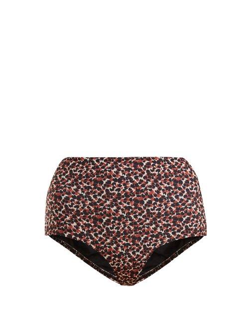 Matchesfashion.com Matteau - The High Waist Bikini Briefs - Womens - Brown Print