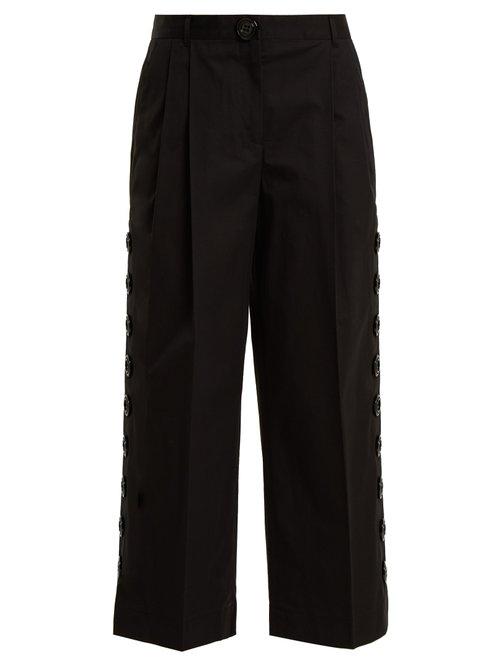 Matchesfashion.com Dolce & Gabbana - Button Embellished Cropped Trousers - Womens - Black