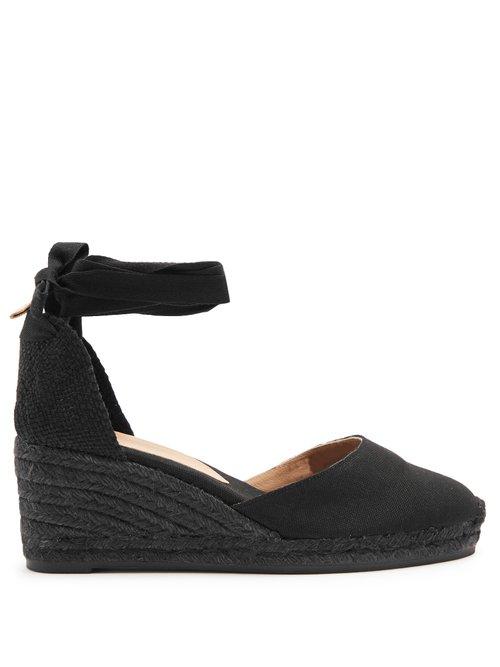 Matchesfashion.com Castaer - Carina Canvas Wedge Espadrilles - Womens - Black