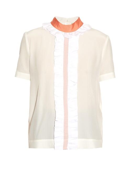 Fendi Ruffled Silk Crepe De Chine Blouse