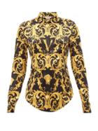 Matchesfashion.com Versace - Baroque-print Silk-blend Shirt - Womens - Black Gold