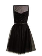 Matchesfashion.com Elie Saab - Slash Neck Embellished Polka Dot Tulle Dress - Womens - Black