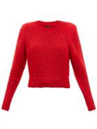 Matchesfashion.com Isabel Marant - Idona Padded-shoulder Mohair-blend Sweater - Womens - Red
