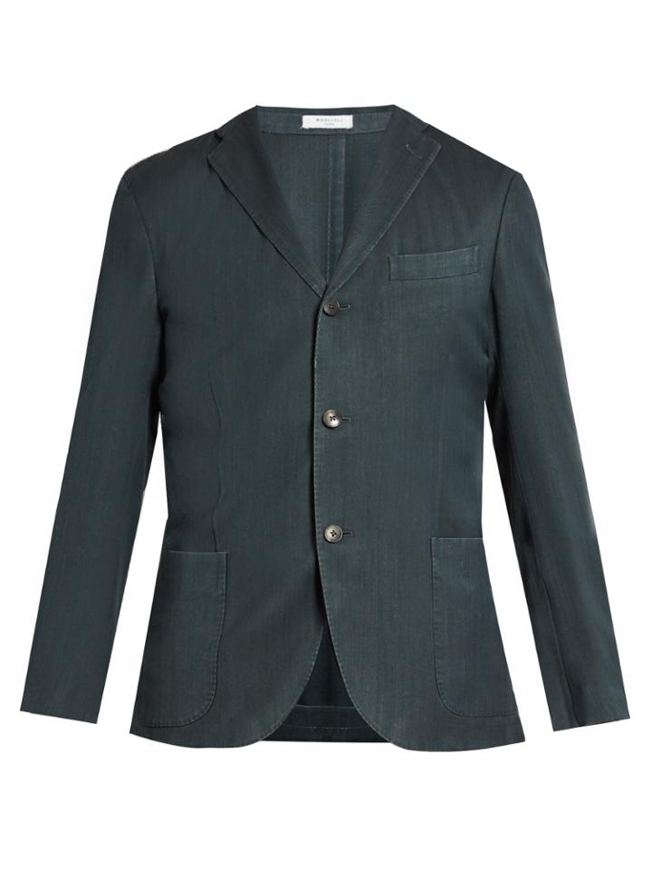 Boglioli Single-breasted Herringbone Wool Blazer