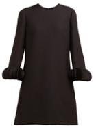 Matchesfashion.com Valentino - Chiffon Trimmed Wool Blend Crepe Mini Dress - Womens - Black