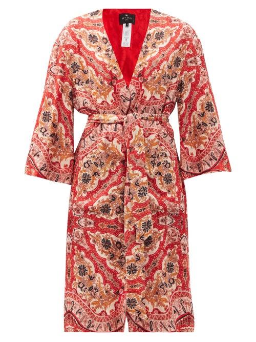 Matchesfashion.com Etro - Ibiza Belted Paisley-print Coat - Womens - Red Multi