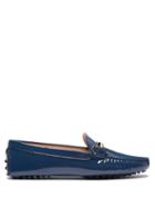 Matchesfashion.com Tod's - Gommino T Bar Patent Leather Loafers - Womens - Dark Blue