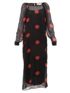 Matchesfashion.com Mara Hoffman - Elisabetta Polka-dot Crepon Midi Dress - Womens - Black Print