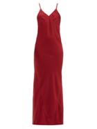 Matchesfashion.com Haider Ackermann - Kuiper V Neckline Satin Crepe Dress - Womens - Dark Red