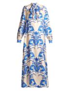 Gucci Dragon-print Ruffle-trim Silk-twill Dress