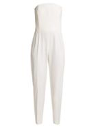 Matchesfashion.com Pallas X Claire Thomson-jonville - Divine Satin Trimmed Wool Crepe Jumpsuit - Womens - Ivory