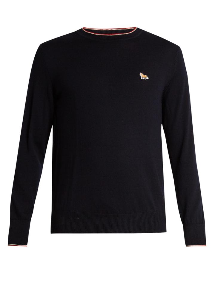 Maison Kitsuné Fox-appliqu Wool Sweater