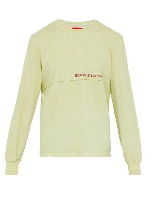 Matchesfashion.com Eckhaus Latta - Long Sleeved Recycled Cotton T Shirt - Mens - Green