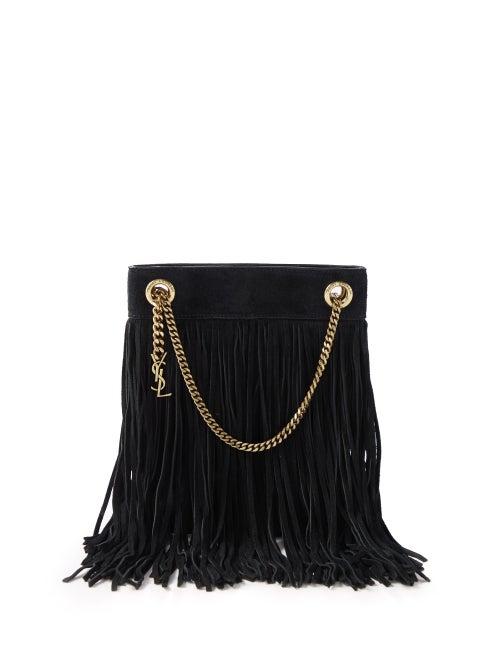 Saint Laurent - Grace Fringed Suede Shoulder Bag - Womens - Black