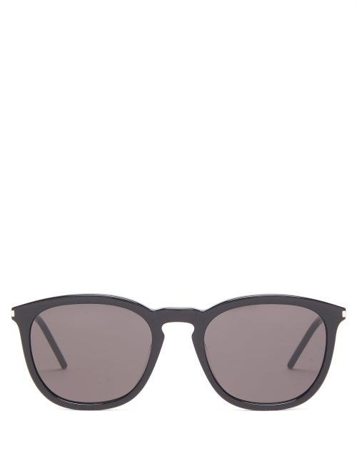Matchesfashion.com Saint Laurent - Round Acetate Sunglasses - Womens - Black Silver