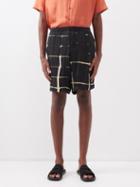 Delos - Marius Shibori-dyed Silk Shorts - Mens - Black Multi