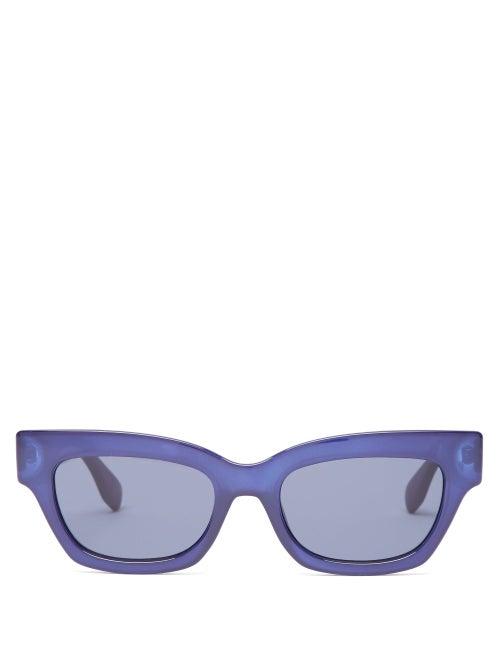 Matchesfashion.com Le Specs - X Solid & Striped Watergos Acetate Sunglasses - Womens - Navy