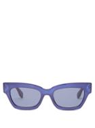 Matchesfashion.com Le Specs - X Solid & Striped Watergos Acetate Sunglasses - Womens - Navy