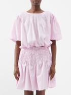Merlette - Azelea Cropped Pima Cotton Blouse - Womens - Light Pink