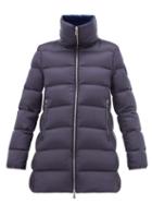 Matchesfashion.com Moncler - Torcon Velvet Lined Quilted Down Coat - Womens - Dark Blue