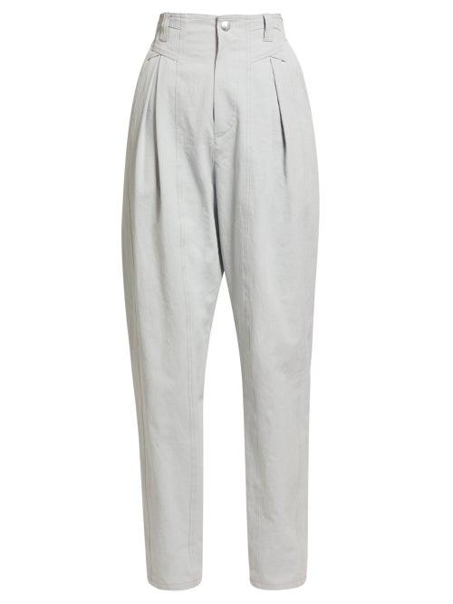 Matchesfashion.com Isabel Marant - Handy High Rise Cotton Trousers - Womens - Light Grey