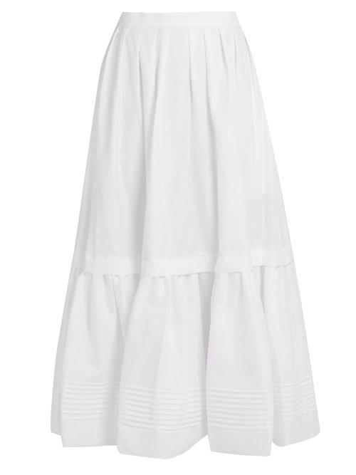 Matchesfashion.com Erdem - Leigh Tiered Cotton Skirt - Womens - White