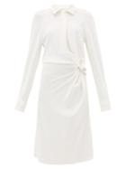 Matchesfashion.com Bottega Veneta - Gathered Jersey Shirtdress - Womens - White