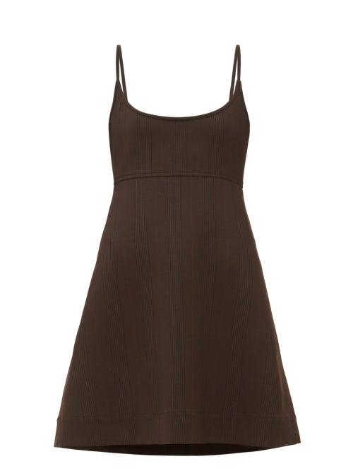 Matchesfashion.com Ganni - Tie-back Prince Of Wales-check Jersey Mini Dress - Womens - Dark Brown
