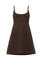 Matchesfashion.com Ganni - Tie-back Prince Of Wales-check Jersey Mini Dress - Womens - Dark Brown