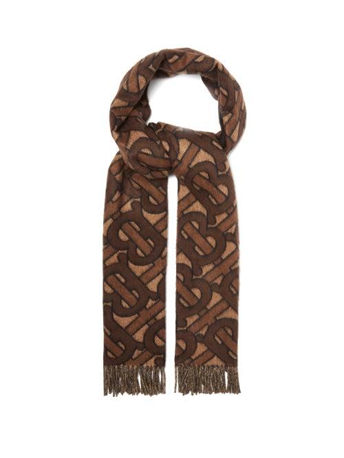Matchesfashion.com Burberry - Reversible Tb Monogram Cashmere Scarf - Womens - Brown