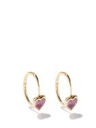 Theodora Warre - Heart Quartz & Gold-plated Hoop Earrings - Womens - Pink Gold
