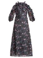 Rebecca Taylor Ruby Cut-out Shoulder Floral Fil Coup Dress