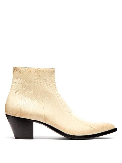 Matchesfashion.com Saint Laurent - Finn Ayers Ankle Boots - Womens - Cream