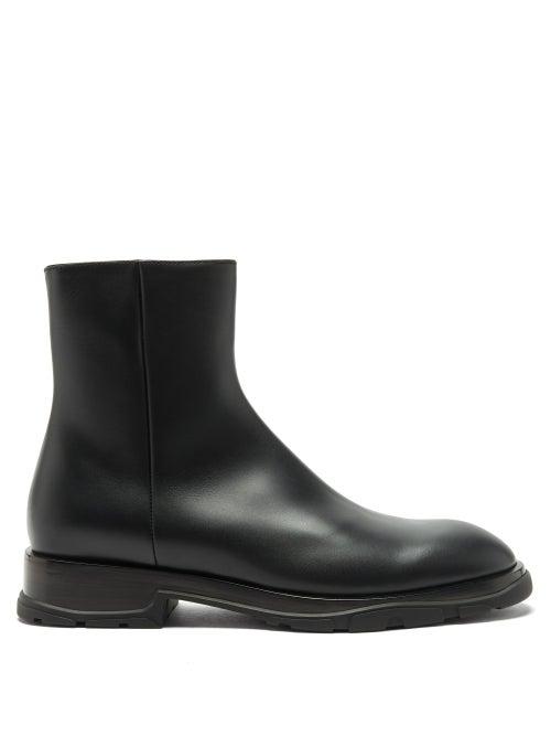 Alexander Mcqueen - Tread Leather Ankle Boots - Mens - Black
