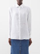 A.p.c. - X Jane Birkin Jeanne Embroidered Linen Shirt - Womens - White
