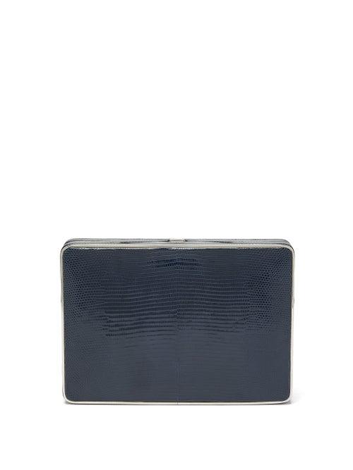 Matchesfashion.com Hunting Season - The Square Compact Lizard Clutch - Womens - Navy