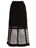 Matchesfashion.com Alexander Mcqueen - Corset Effect Contrast Knit Midi Skirt - Womens - Black