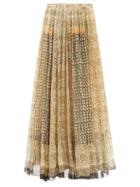 Matchesfashion.com Mes Demoiselles - Hulotte Floral-print Voile Midi Skirt - Womens - Beige Multi