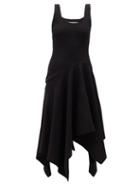 Matchesfashion.com Marques'almeida - Asymmetric-hem Ribbed Cotton-blend Dress - Womens - Black
