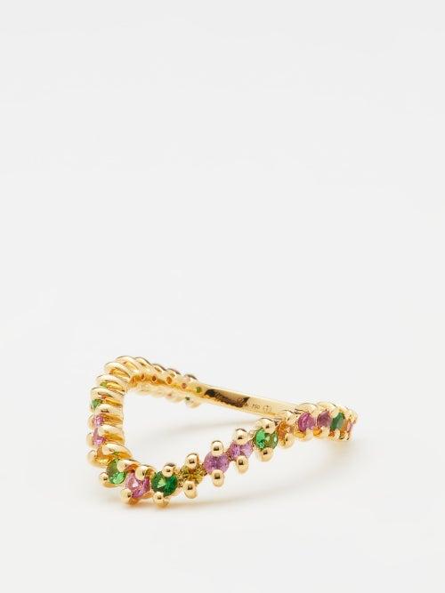 Yvonne Lon - Rainbow Sapphire & 18kt Gold Ring - Womens - Multi